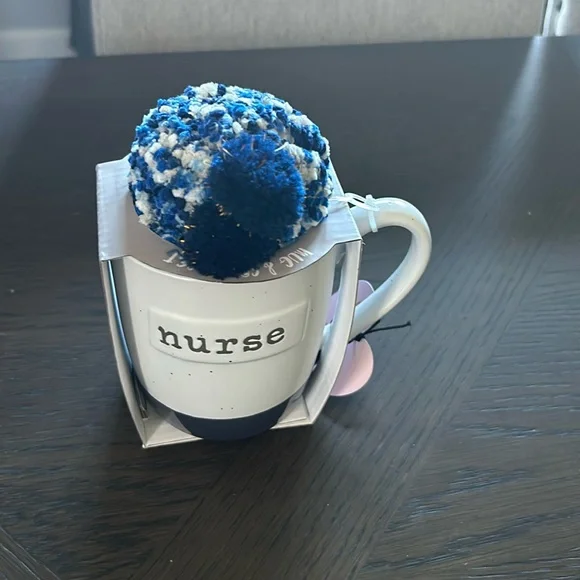 Sheffield Home White Nurse Mug with Blue Pom Pom Lid - Picture 2 of 6